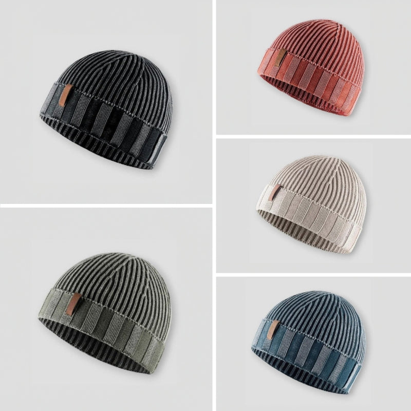 Luis Mens Knitted Beanie with Vintage Knit in All 5 Colors Bundle