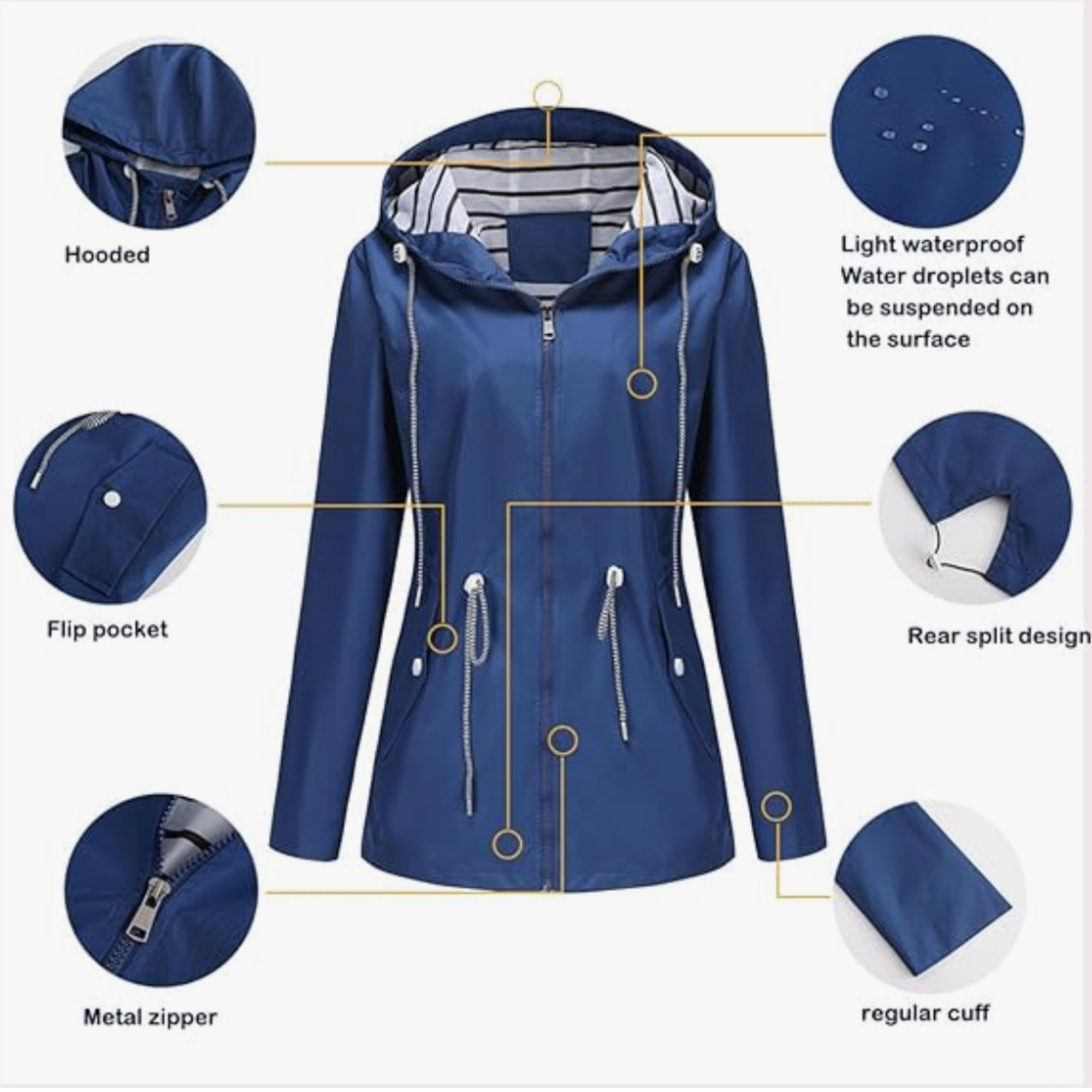 Women's Waterproof Jacket, Lightweight Build | Adjustable Hood & Waist, Water-Repellent Fabric | 6 Colorways | S–5XL