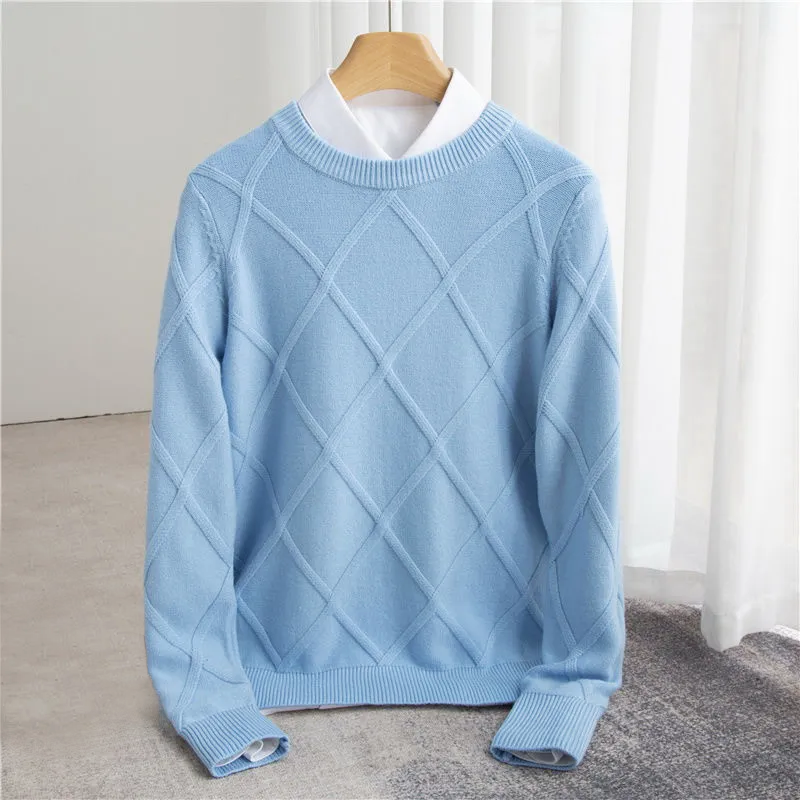 Erik Mens Cashmere Blend Sweater with Argyle Knit