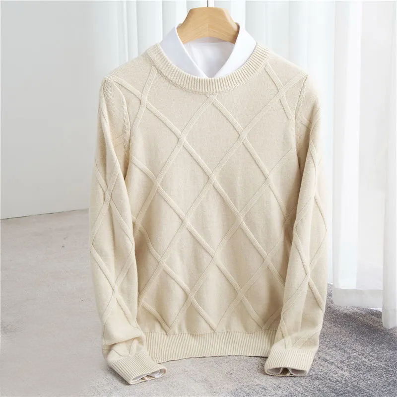 Erik Mens Cashmere Blend Sweater with Argyle Knit