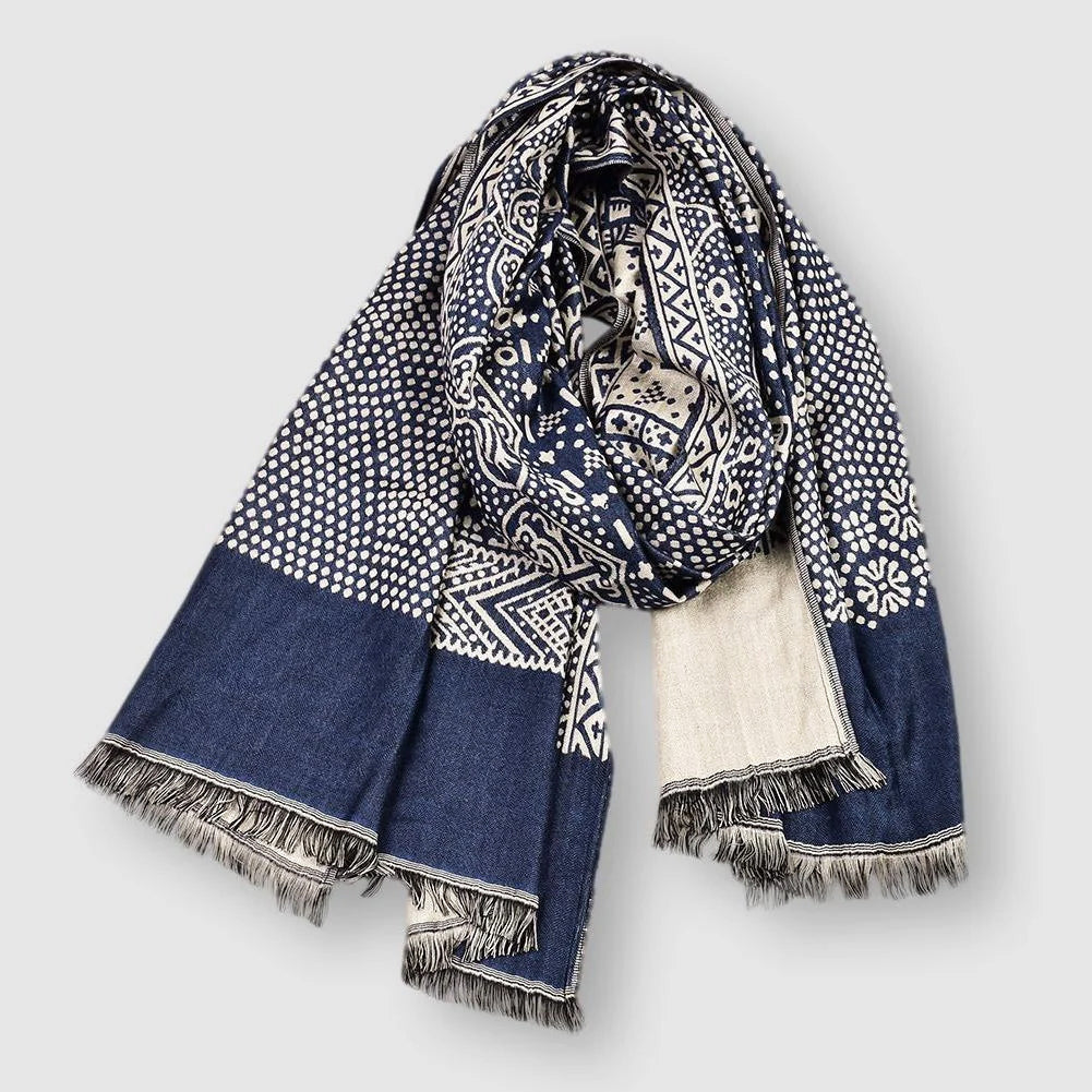 François Mens Cotton Blend Scarf with Pattern