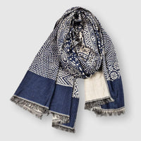 François | Mens Cotton Blend Scarf with Pattern | Lightweight, 65 x 195 cm | Blue, Black, Brown or All 3 Colors