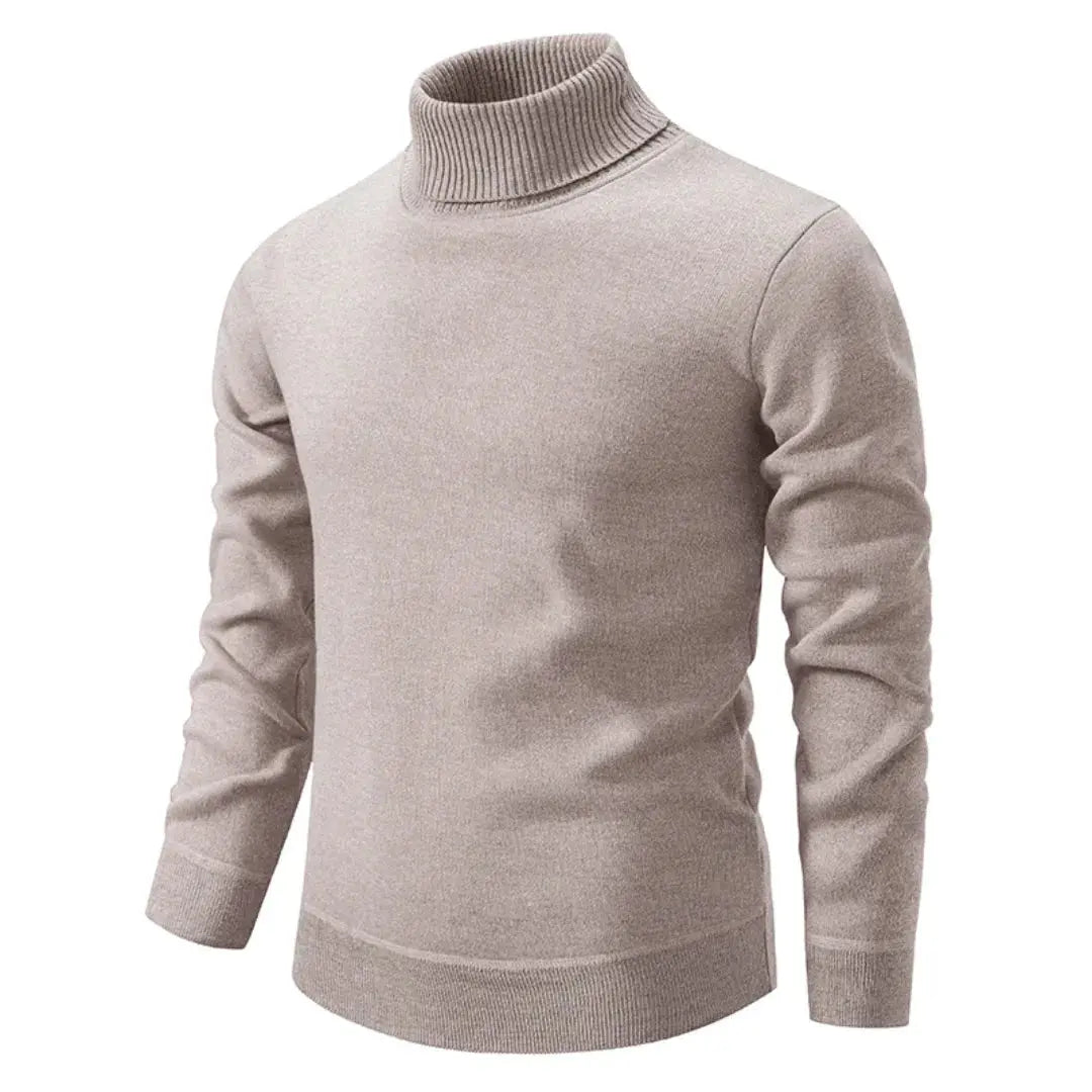 Jason Mens Turtleneck Sweater in Soft Knit Blend in Light Brown