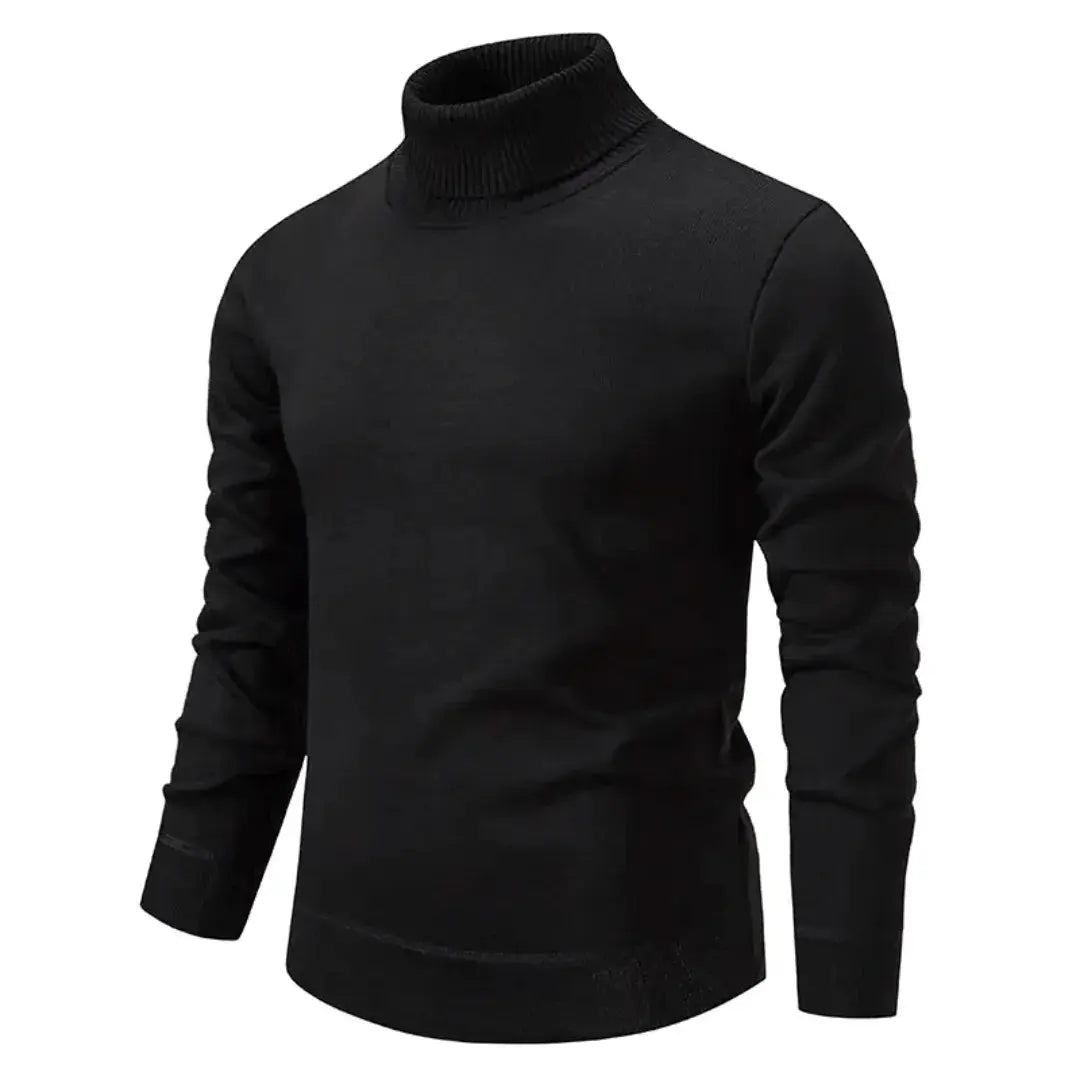Jason Mens Turtleneck Sweater in Soft Knit Blend in Black