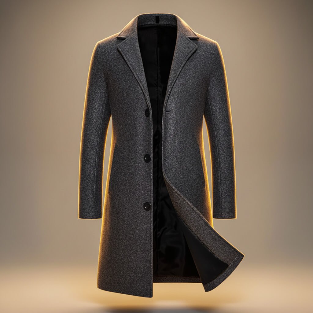 Aston Mens Peruvian Cotton Coat, Three-Button Closure in Slate Gray