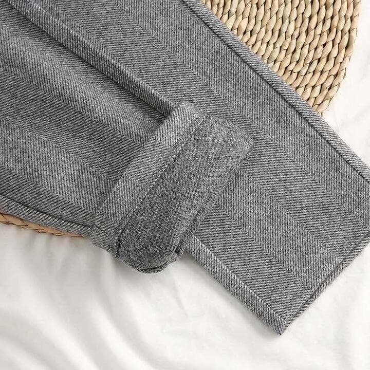 Denna Mens Herringbone Pleated Pants in Gray
