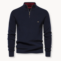 Ronnie | Mens Half-Zip Ribbed Knit Sweater | Mock Neck, Raglan Sleeves, Slim Fit | Navy, Black, Khaki and More S-2XL
