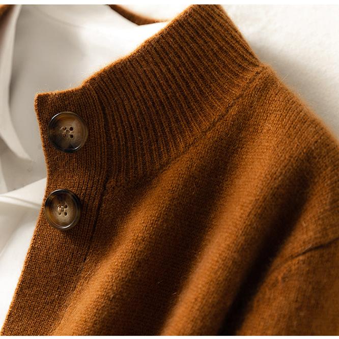 Lindsey Womens Cashmere Blend Cardigan with Statement Buttons