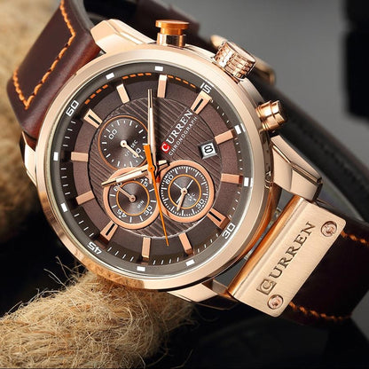 Bruno™ | Elegant Quartz Watch with Leather Band