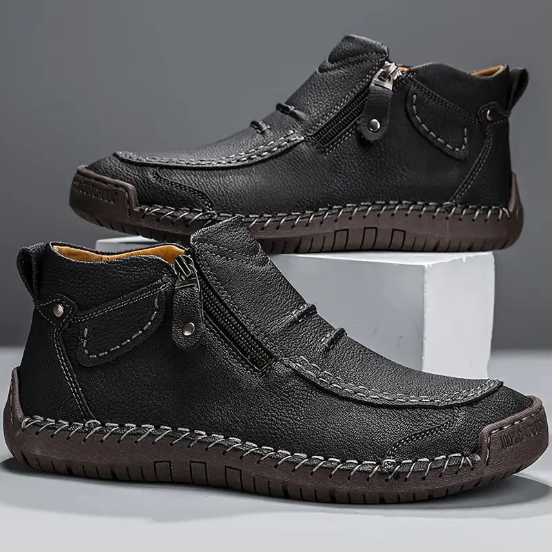 Carl Mens Ankle Boots with Side Zip in Black