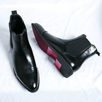 Todd | Mens Full-Grain Leather Chelsea Boots | Elastic Side Panels, Anti-Slip Heel Insert | Black or Red Size 6-13