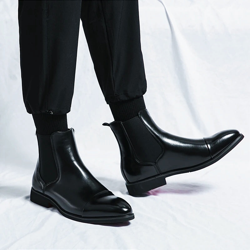 Todd Mens Full-Grain Leather Chelsea Boots