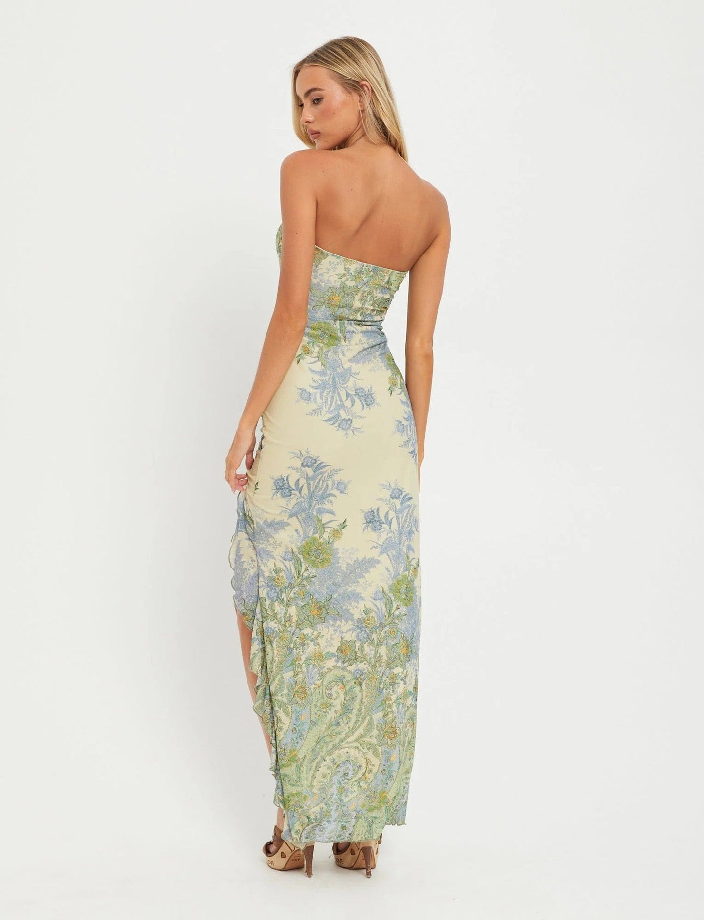 Bloom™ – Strapless Floral Slit Dress (Romantic Summer Main-Character Energy)