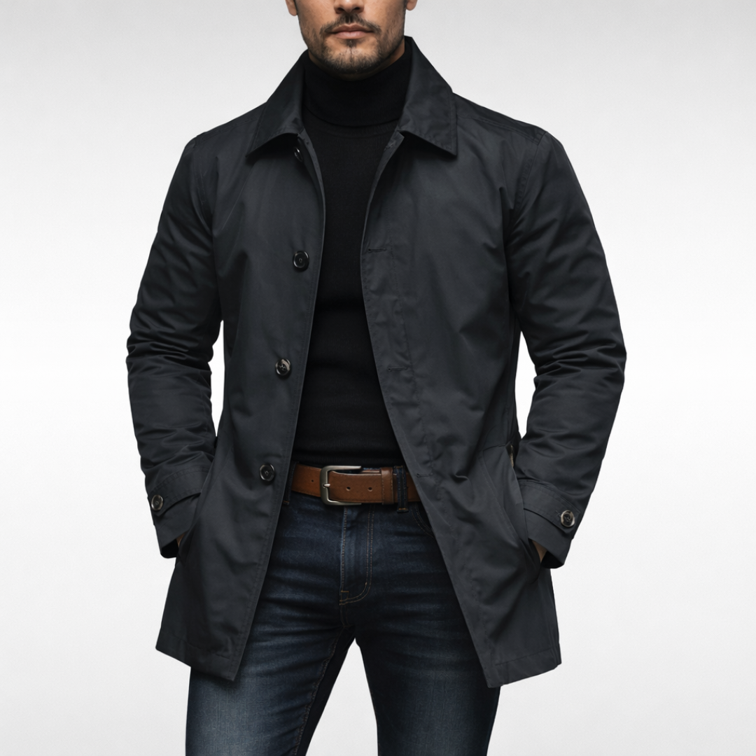 Neil Mens Winter Coat, Windproof and Water-Resistant in Black