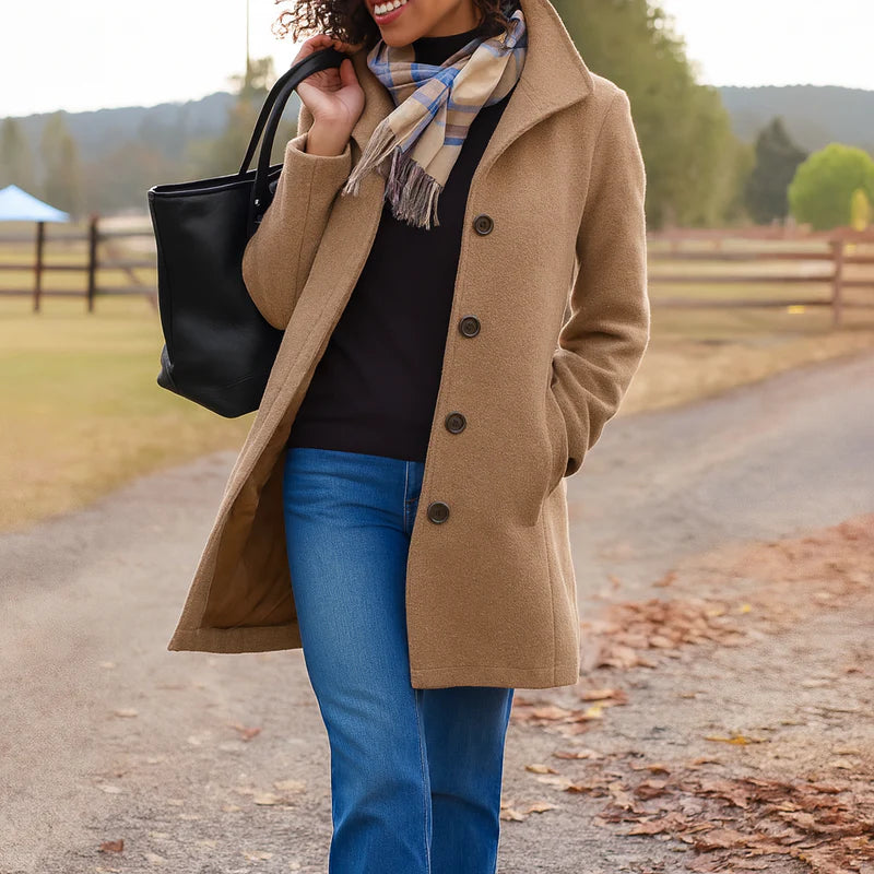 Women's Classic Button-Front Coat, Straight Cut | Warm & Wearable Everyday Layer | 9 Colorways | S–3XL