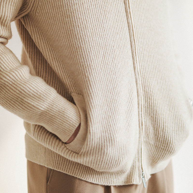 Jan | Herren Frühling Strickpullover Full-Zip — Rippstruktur mit Sport-Eleganz-Touch in 3 Farben | Westmere