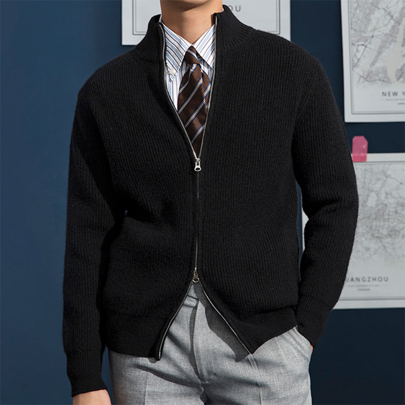 Jan | Herren Frühling Strickpullover Full-Zip — Rippstruktur mit Sport-Eleganz-Touch in 3 Farben | Westmere