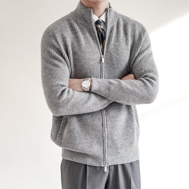 Jan | Herren Frühling Strickpullover Full-Zip — Rippstruktur mit Sport-Eleganz-Touch in 3 Farben | Westmere