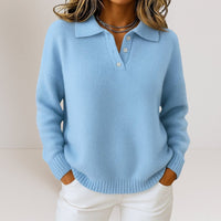 Holly | Womens Knit Sweater with Polo Collar and Button Placket | Relaxed Fit | Navy, Red, Brown and More S-5XL