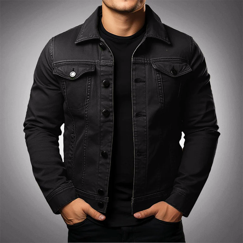 Men's Denim Jacket in Premium Cotton | Multi-Pocket, Button-Front | Green, Black, White or Blue | Sizes S–XXL