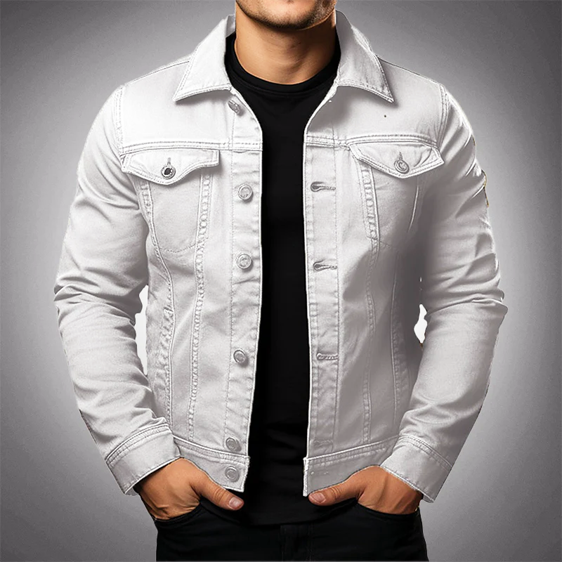 Men's Denim Jacket in Premium Cotton | Multi-Pocket, Button-Front | Green, Black, White or Blue | Sizes S–XXL