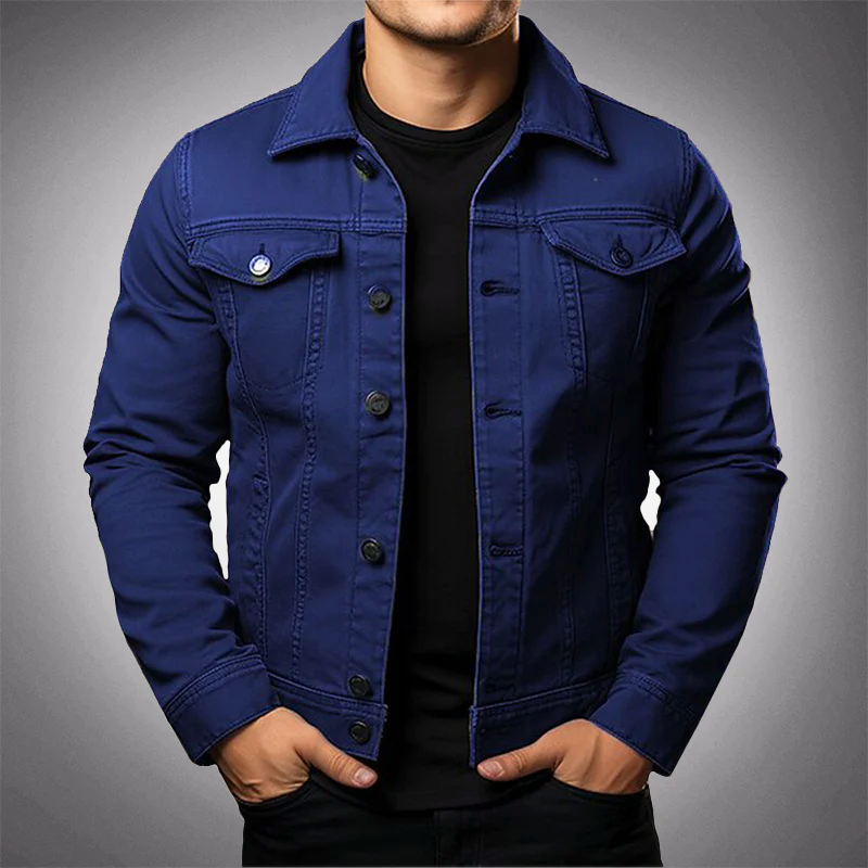Men's Denim Jacket in Premium Cotton | Multi-Pocket, Button-Front | Green, Black, White or Blue | Sizes S–XXL