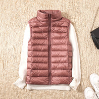 Erika | Womens Padded Vest with Stand Collar and Zip Front | Lightweight, Quilted | Black, Navy and More S-4XL