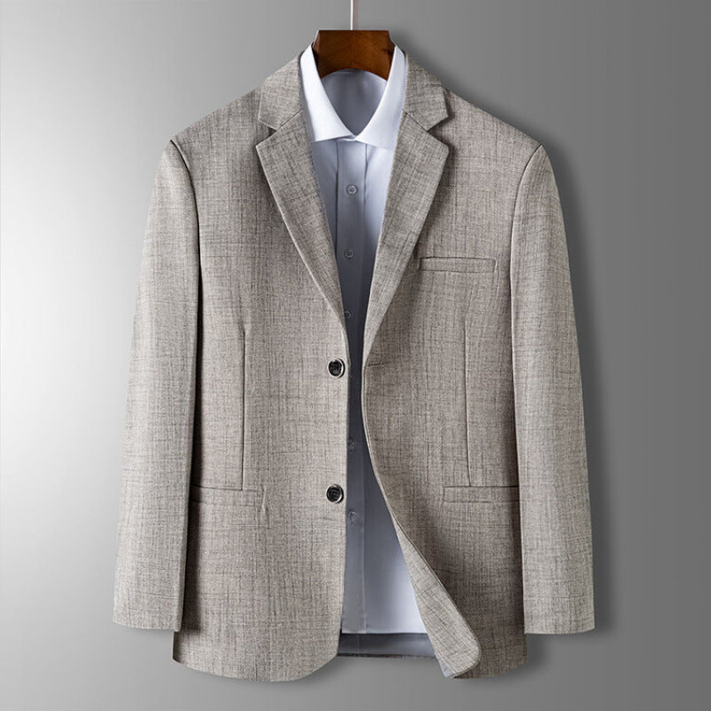 Men's Business Blazer, Straight-Cut Poly Blend | Refined Lapel, Two-Button Front | Gray, Beige or Blue | S–XXL