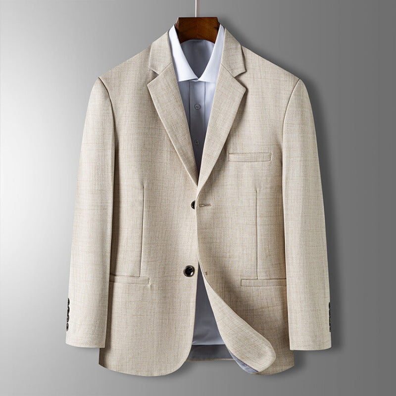 Men's Business Blazer, Straight-Cut Poly Blend | Refined Lapel, Two-Button Front | Gray, Beige or Blue | S–XXL