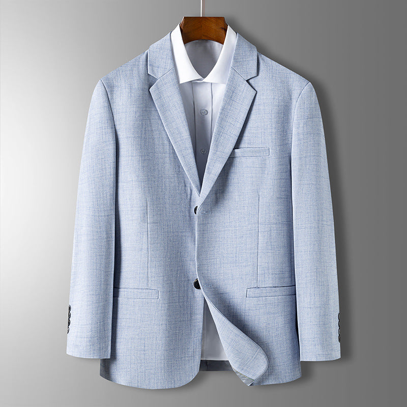Men's Business Blazer, Straight-Cut Poly Blend | Refined Lapel, Two-Button Front | Gray, Beige or Blue | S–XXL