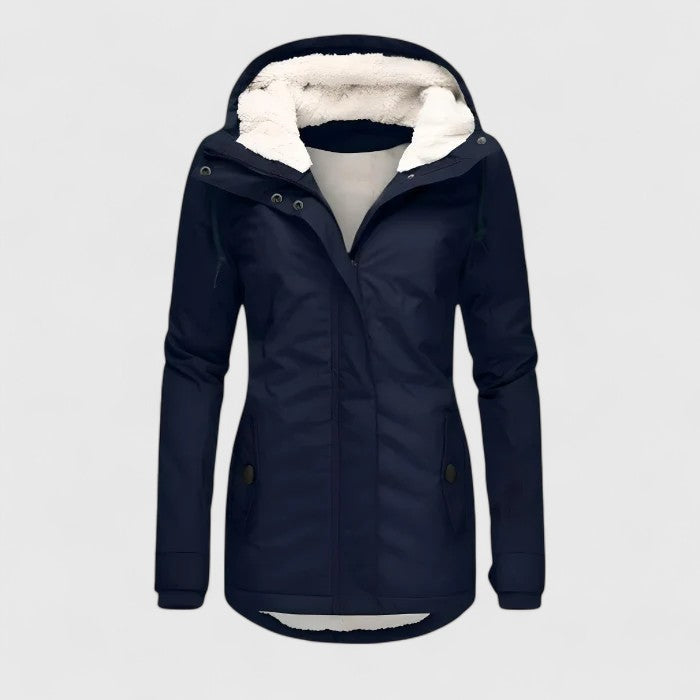 Margot Womens Winter Jacket with Adjustable Hood in Navy
