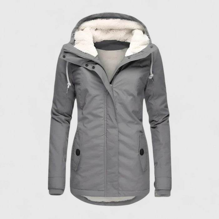 Margot Womens Winter Jacket with Adjustable Hood in Gray