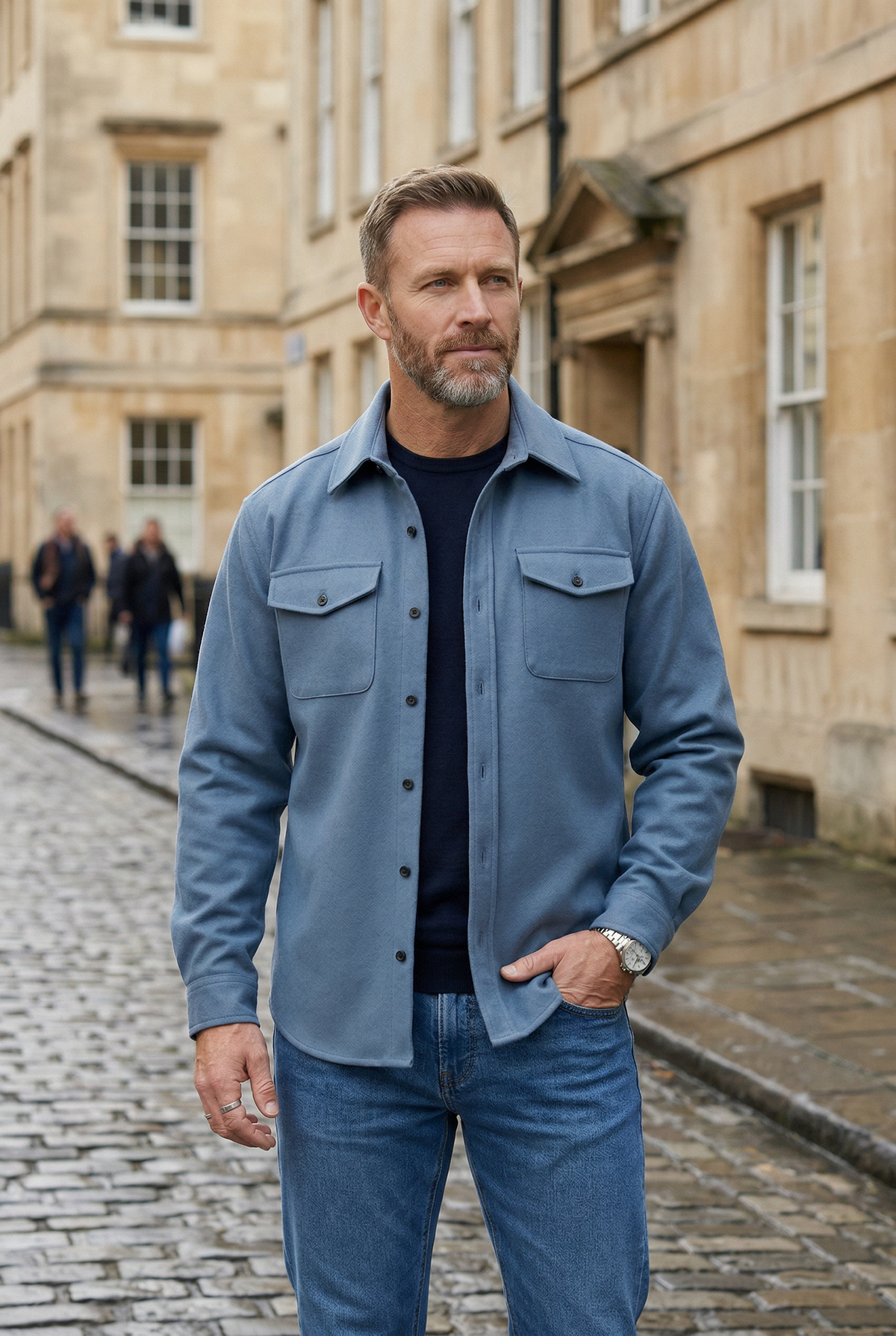 Jonathan Mens Button Up Overshirt Jacket with Chest Pockets