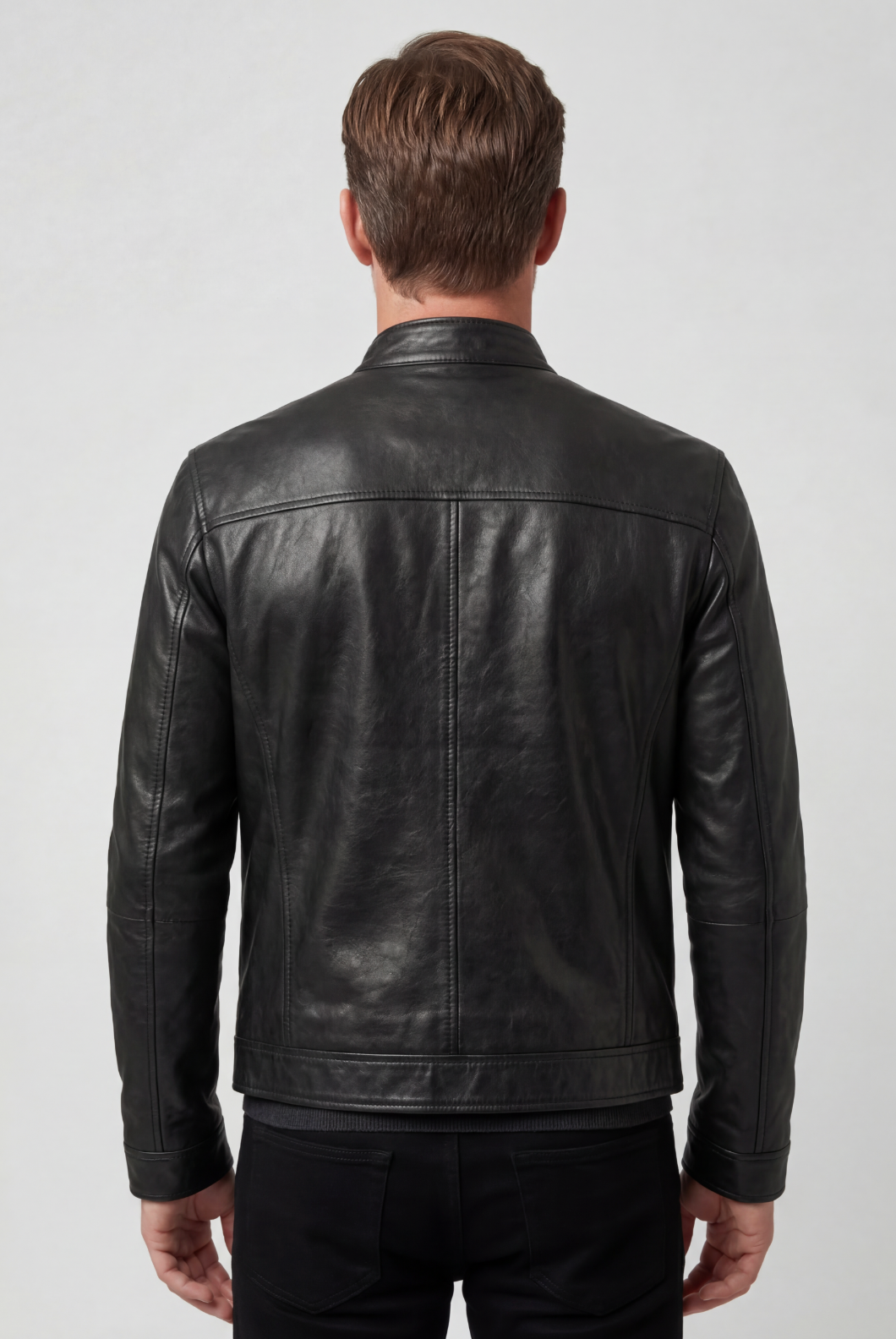 Casey Mens Leather Look Jacket with Zip Pockets
