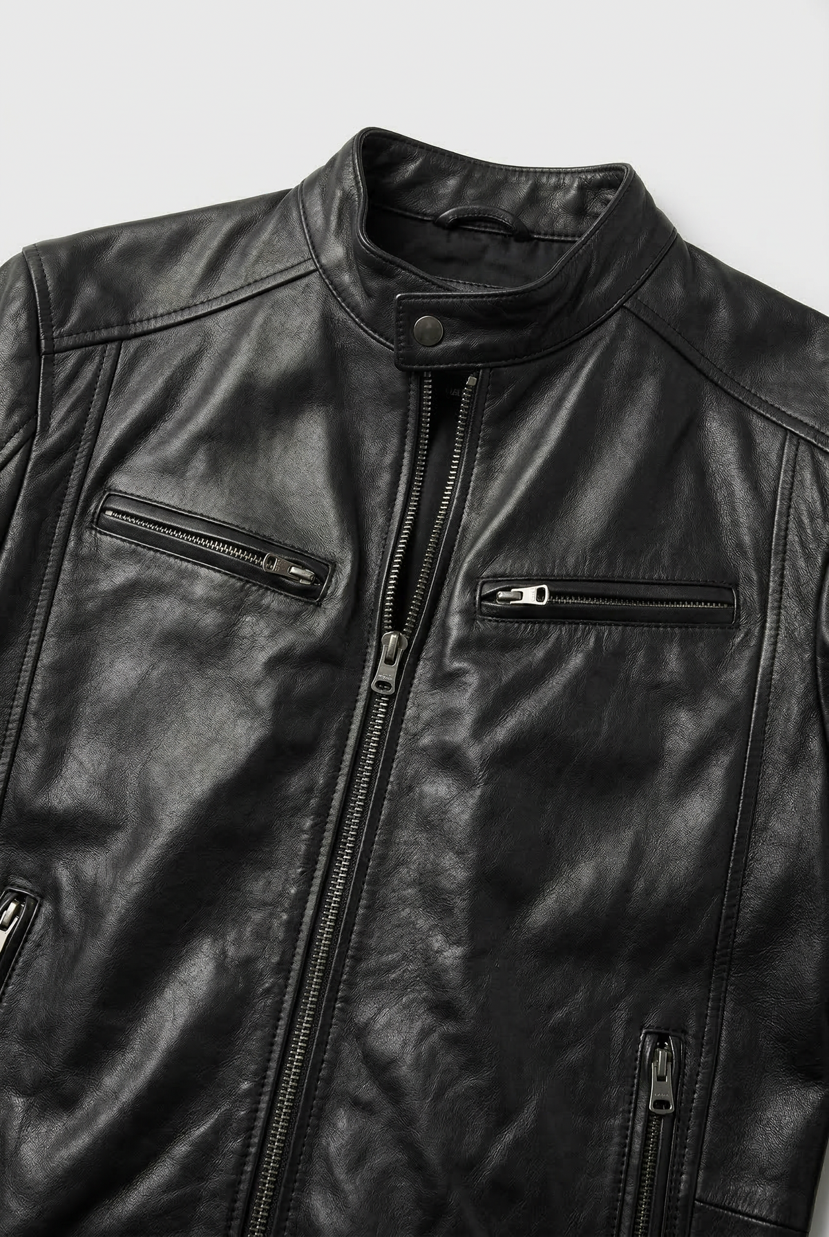 Casey Mens Leather Look Jacket with Zip Pockets