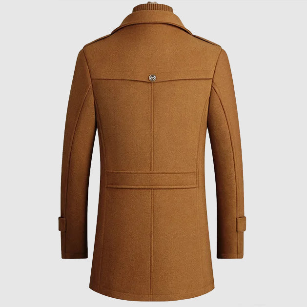 Men's Wool Blend Coat, Everyday Cut | Lapel Collar, Button Front, Side Pockets | Khaki, Black or Gray | S–XXL
