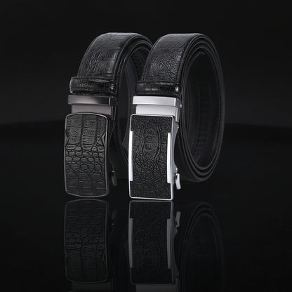 Savio™ | Men’s Crocodile Pattern Leather Belt – Automatic Buckle