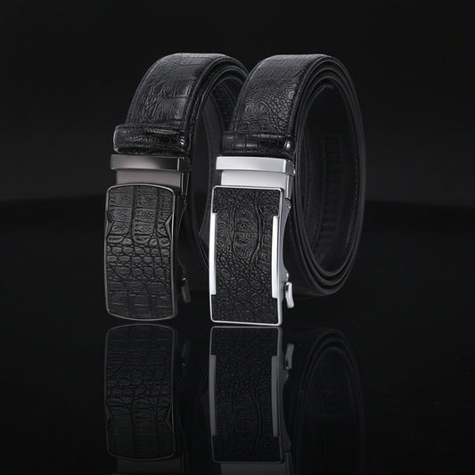 Savio™ | Men’s Crocodile Pattern Leather Belt – Automatic Buckle