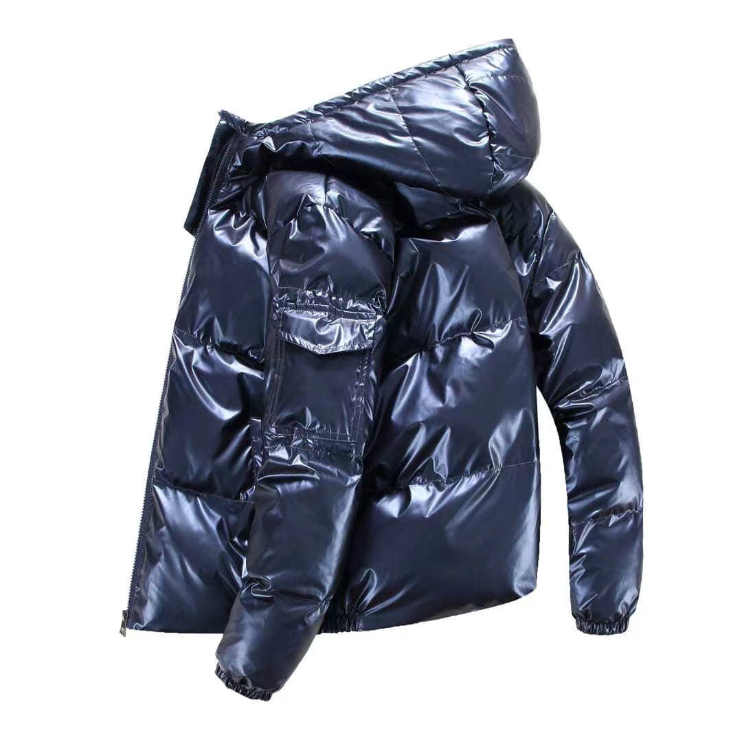 Ansgar | Herren Daunenjacke mit Kapuze — Glänzende Lackoptik in 3 Farben M–3XL | Westmere