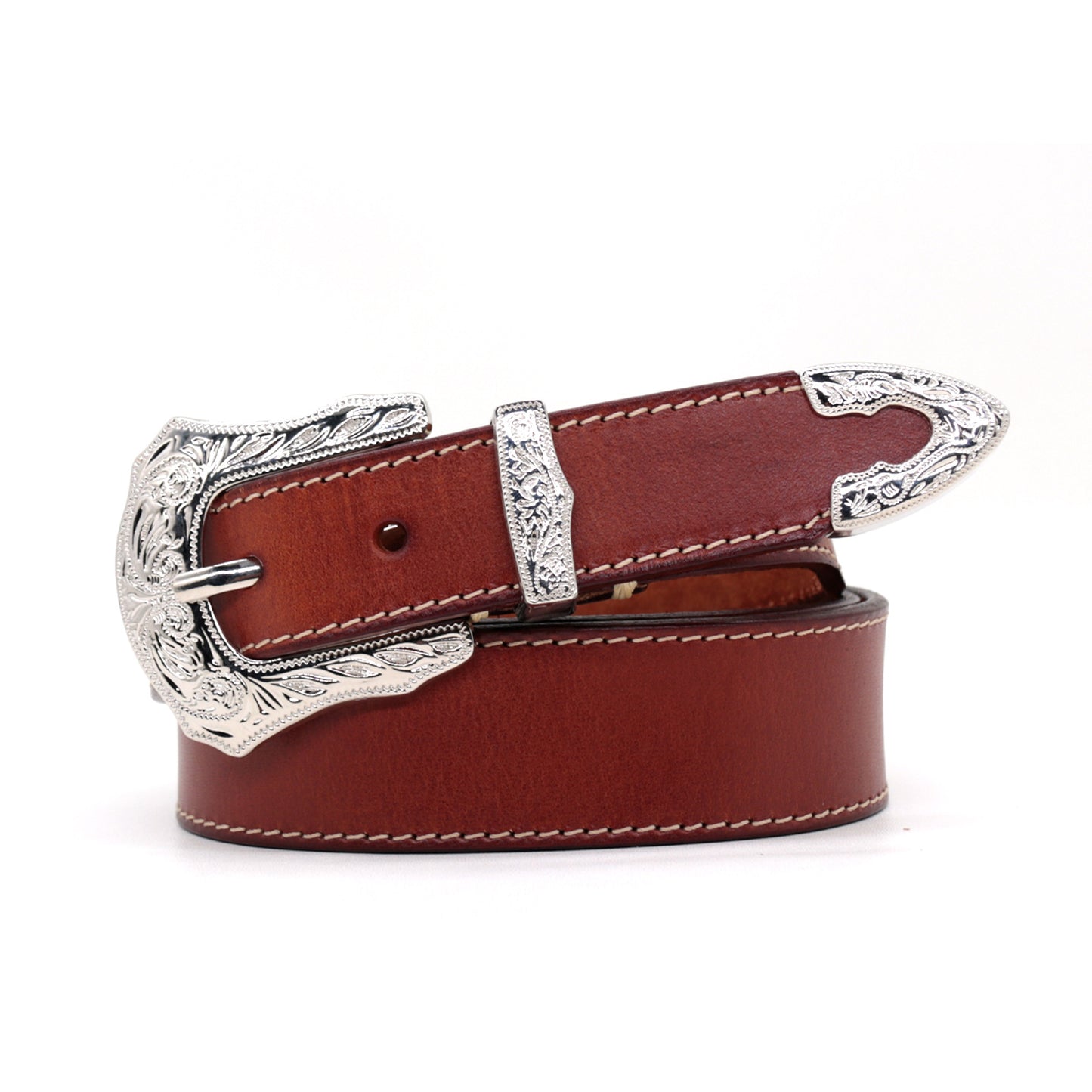 Artxin™ | Men’s Western Carved Cowhide Belt – Brass Buckle