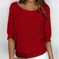 Euna | Womens Soft Knit Sweater, Relaxed Comfort | Non-Itchy, Breathable, Warm | Beige, Red, Black and More S-3XL