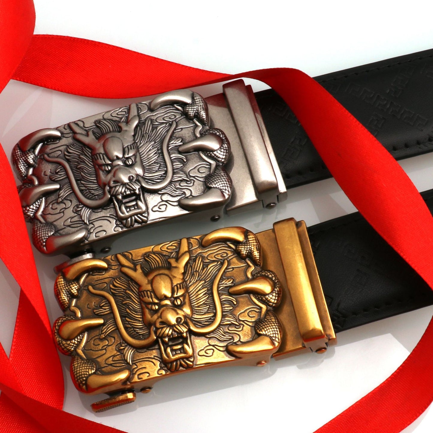 Errol™ | Men’s Dragon Engraved Cowhide Belt – Retro Automatic Buckle