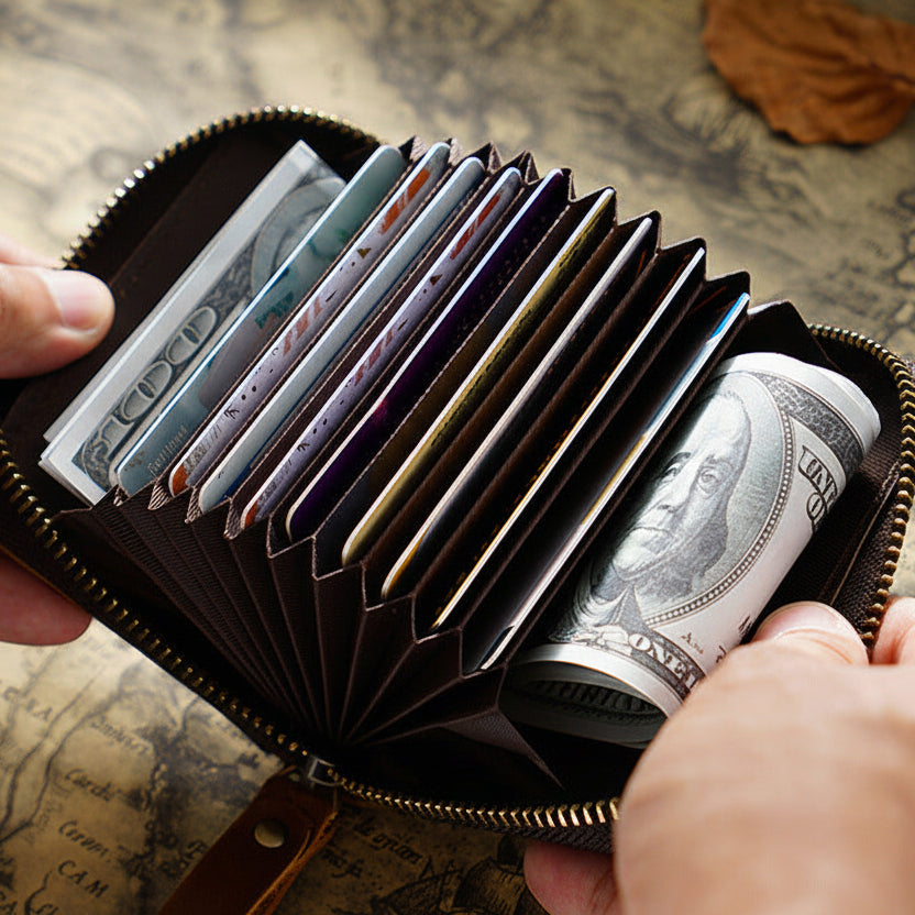 Yale™ | Genuine Leather RFID Card Holder With Coin Pocket