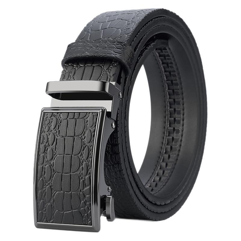 Rogan™ | Men’s Crocodile Pattern Cowhide Leather Belt – Automatic Buckle