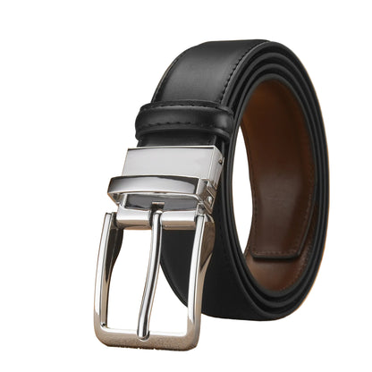 Kirk™ | Men’s Reversible Cowhide Leather Belt – Swivel Buckle