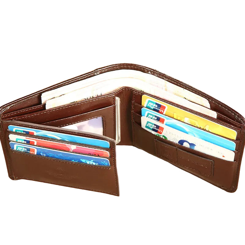 Caleb™ | RFID Cowhide Leather Short Wallet