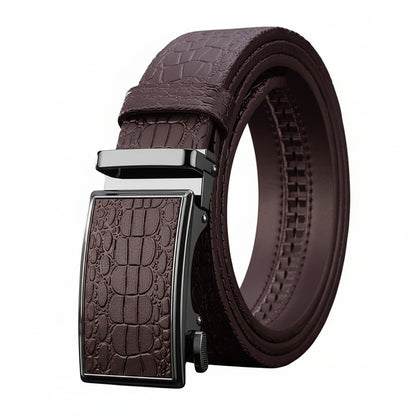 Rogan™ | Men’s Crocodile Pattern Cowhide Leather Belt – Automatic Buckle
