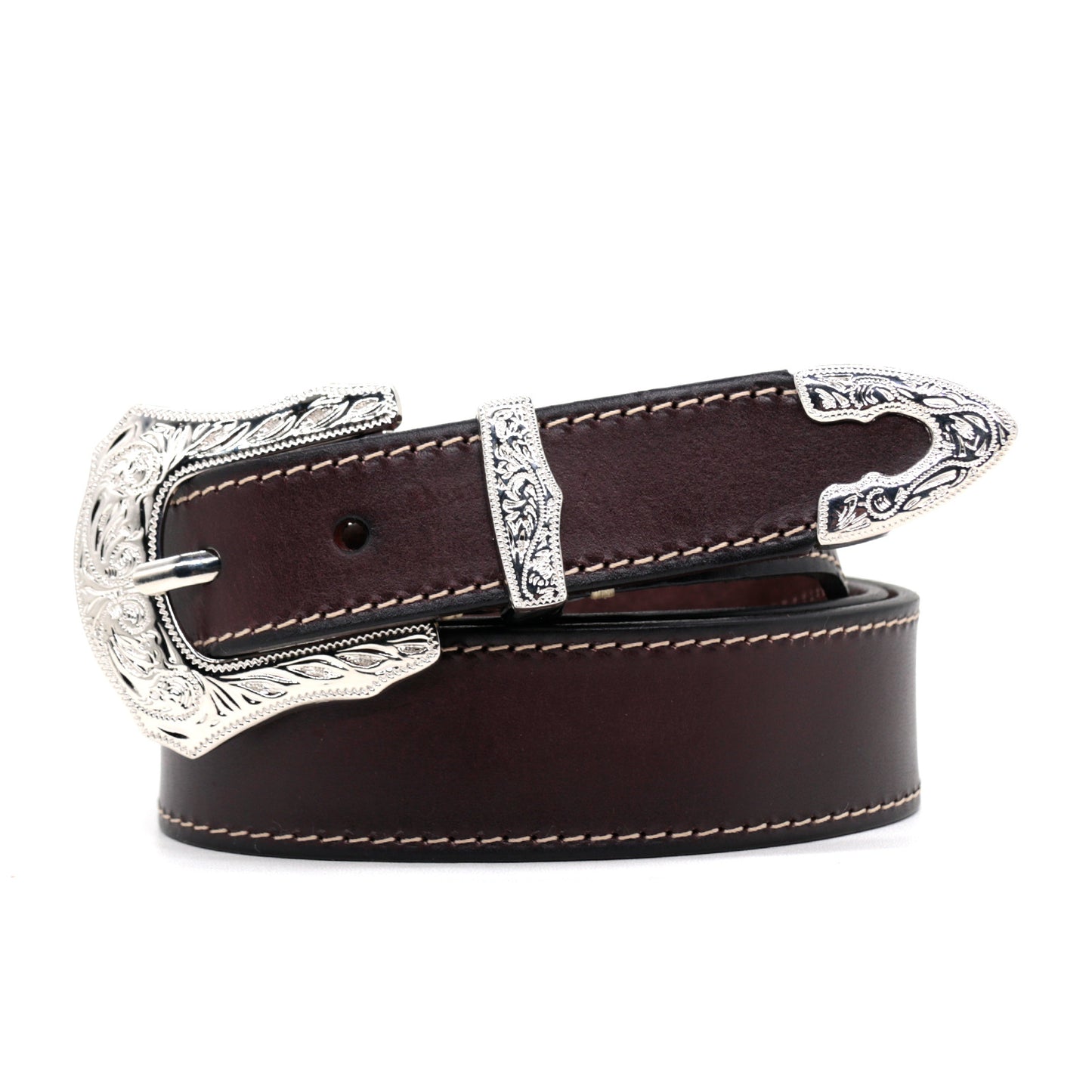 Artxin™ | Men’s Western Carved Cowhide Belt – Brass Buckle