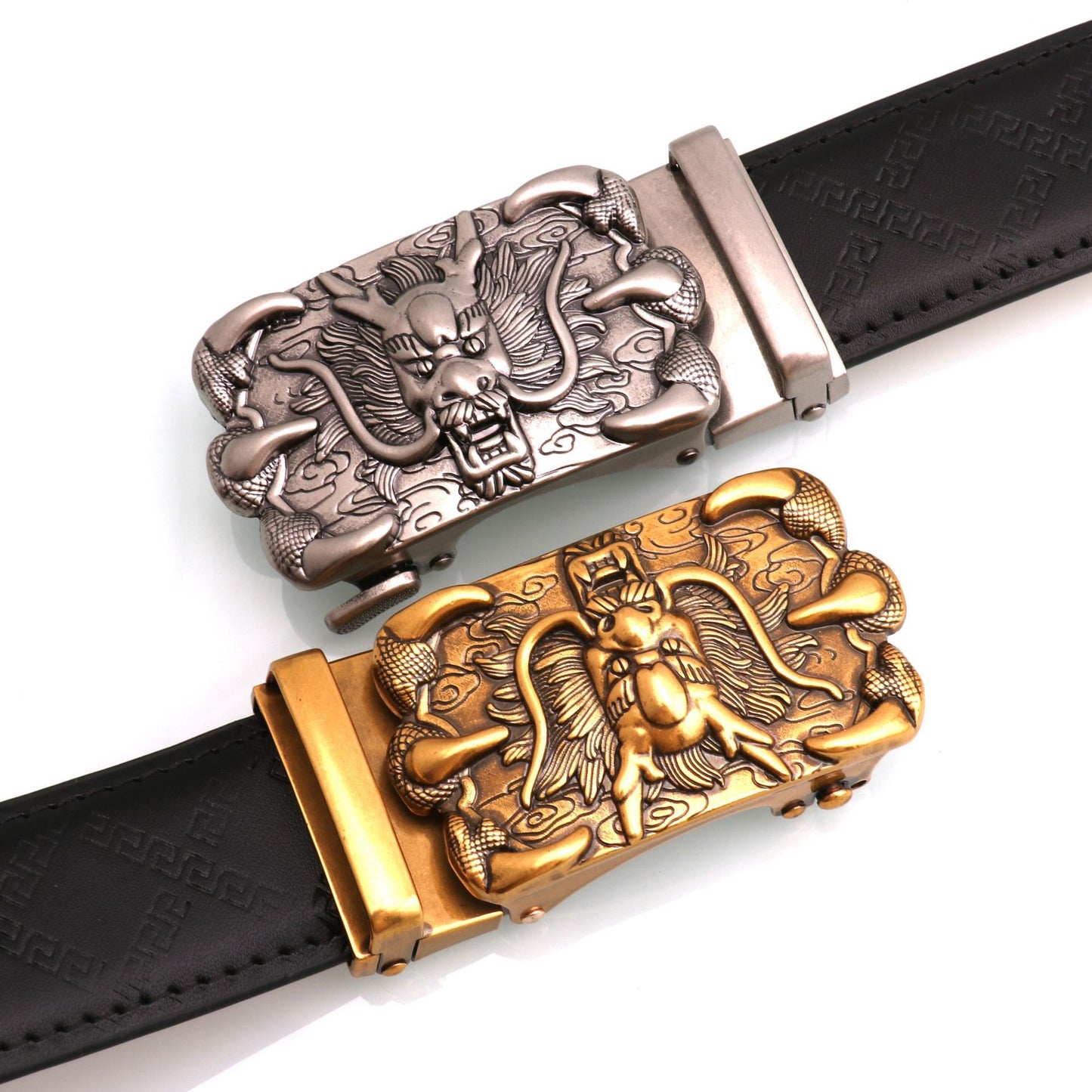Errol™ | Men’s Dragon Engraved Cowhide Belt – Retro Automatic Buckle