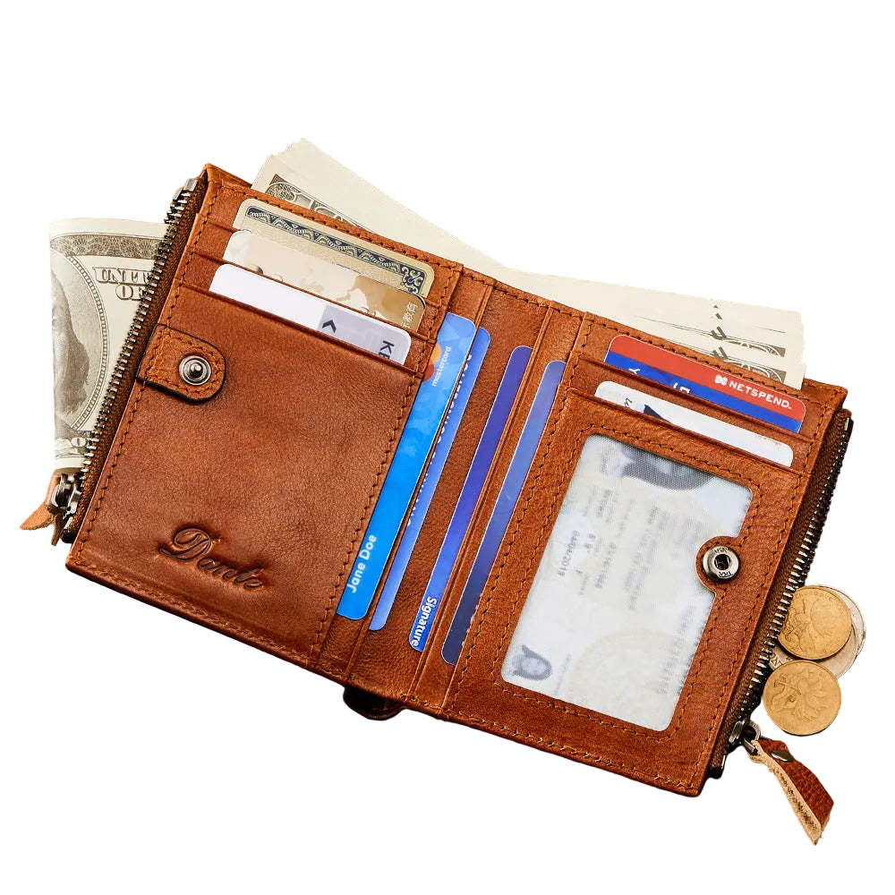 Mark™ | RFID Cowhide Leather Chain Wallet With Zipper